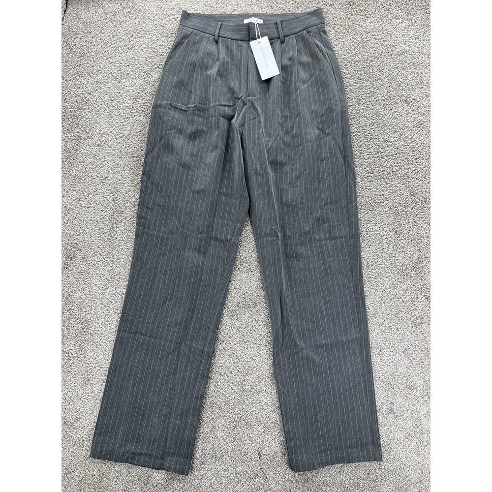 Charcoal Clothing Amaria Pant Womens AU 10/US 27 Grey Stripe Wide Leg Office NWT